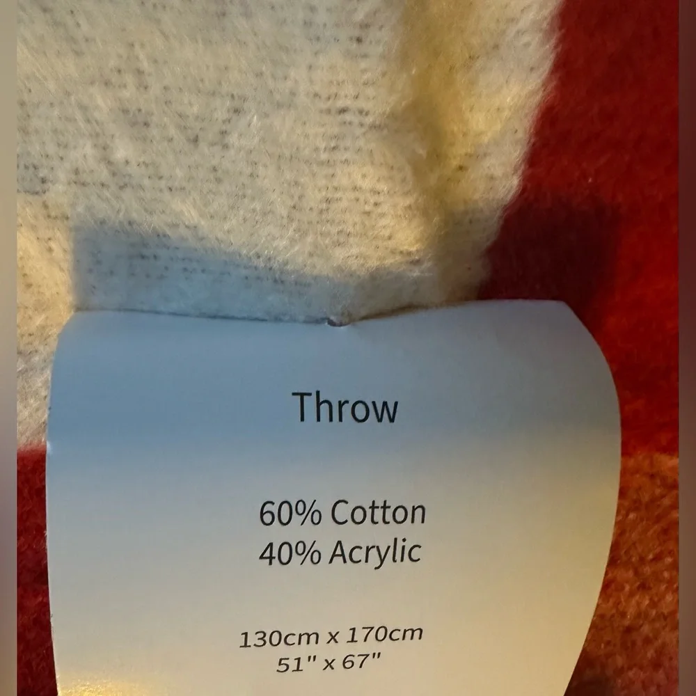 🎁Docofil White Throw Blanket - Red & White Check